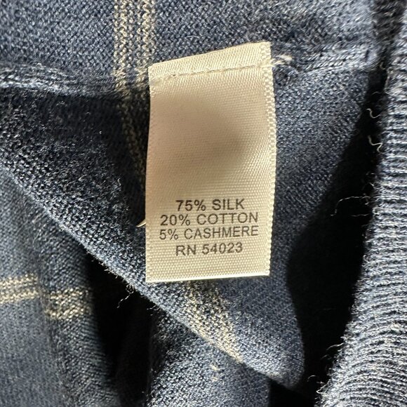 Banana Republic Sweater Mens XL Blue Stripe Luxury Blend Silk Cashmere Cotton - Picture 5 of 7